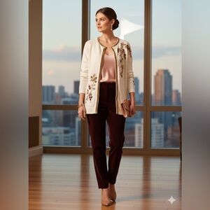 Rare Stitches In Time Floral Beaded Cardigan S - Elegant Cottagecore Chic